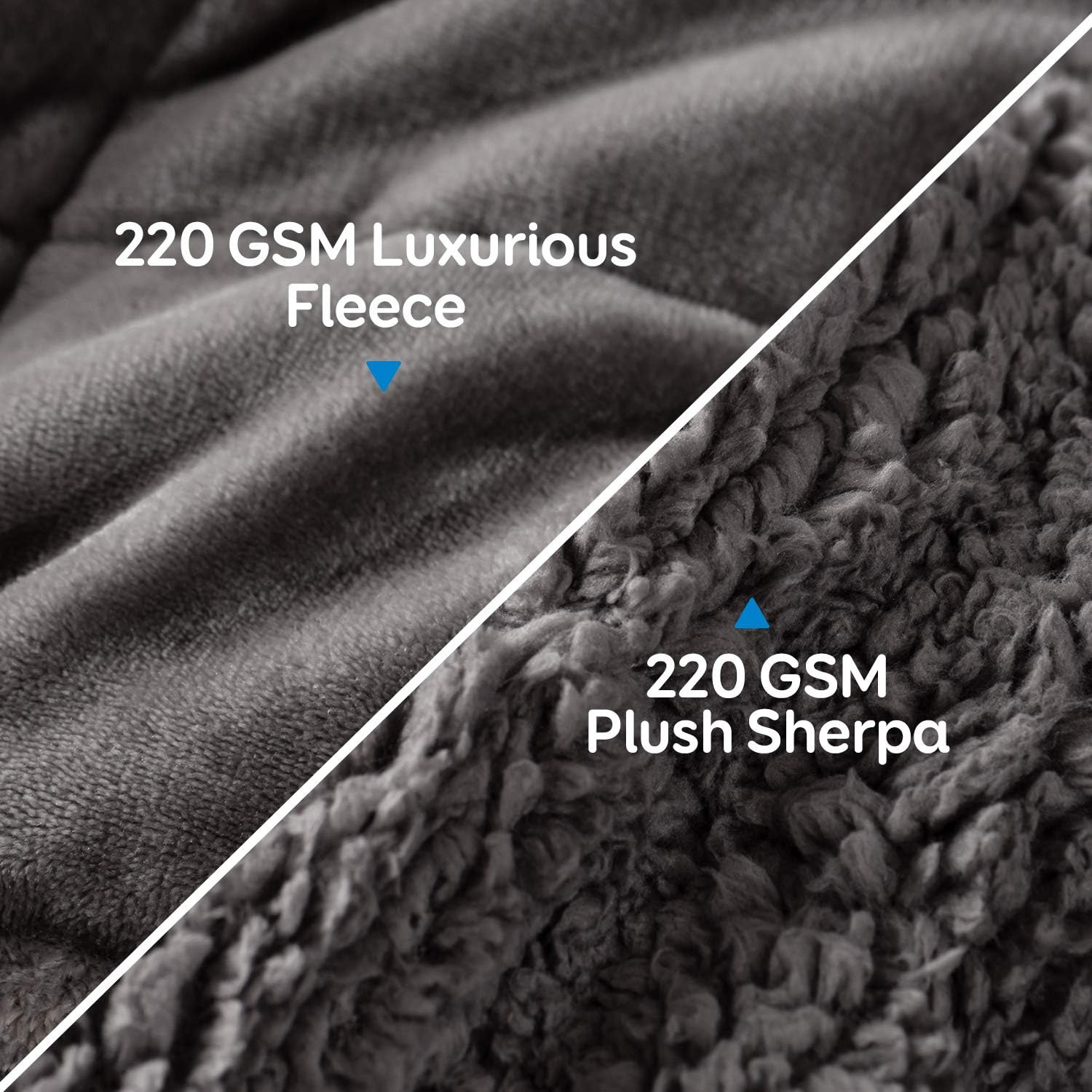 Cottonblue Weighted Blanket 15 lbs Queen Size 60x80 inches, Flannel Shaggy Sherpa Weighted Blanket for Adults Comfortable Weighted Blankets for Calming and Relax, Bed Sofa Heavy Blankets, Grey - Image 8