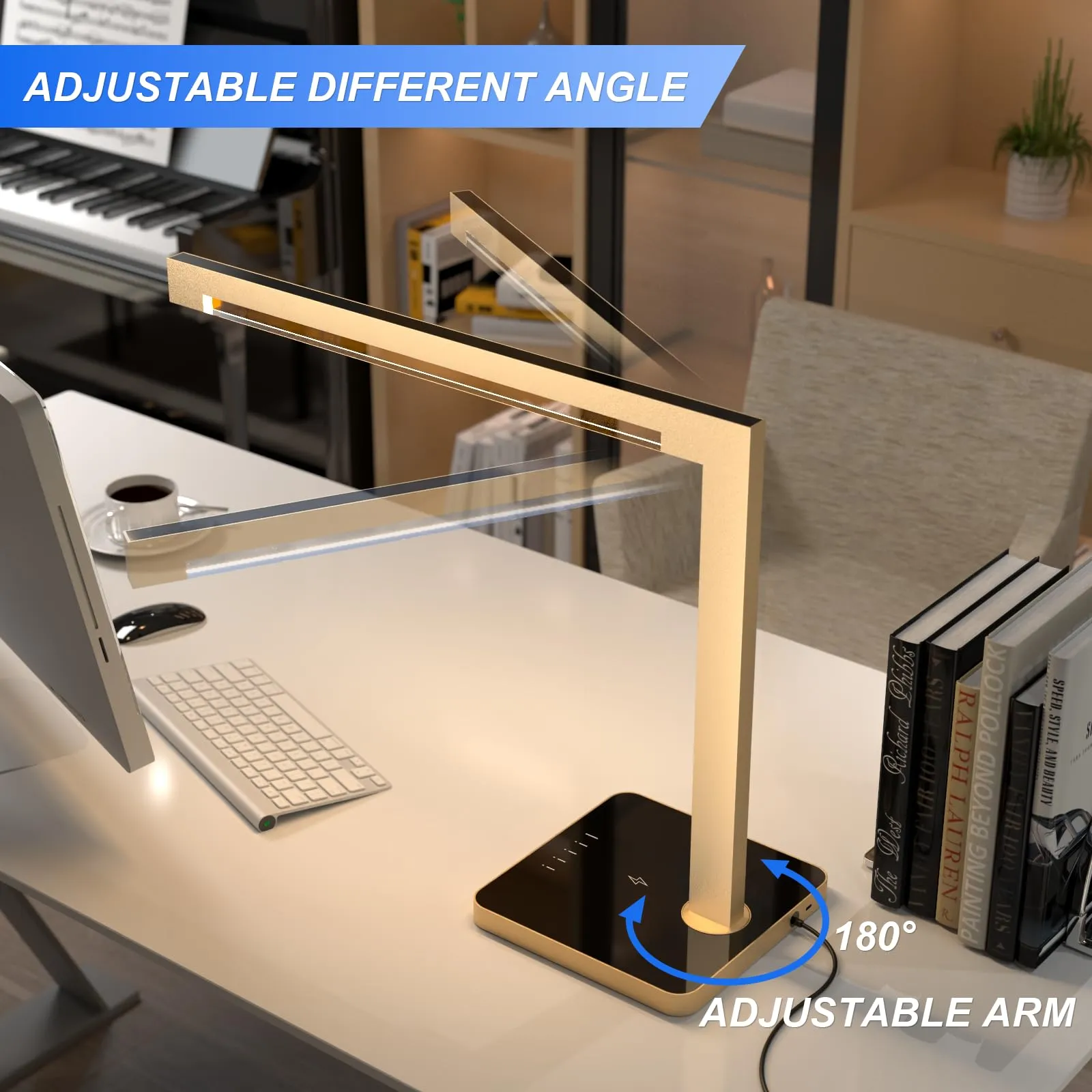 Hengsense Aluminum LED Desk Lamp with Charging Station, Large 15W Table Lamp with Type-C Ports & 4 Color Temperature Modes(3000K-6000K), Dimmable Desk Light for Home Office,Bedroom (Includes Adapter) - Image 7