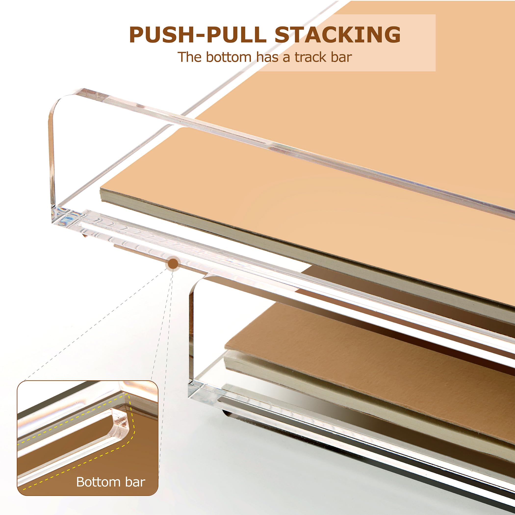 SANRUI 4 Tier Clear Desk Paper Letter Organizer Trays, A4 Stackable File Document Tray, Acrylic Desk Organizers and Accessories Sorter, Workspace Office Supplies Organizers,12.4inx8.86inx6.64in - Image 7