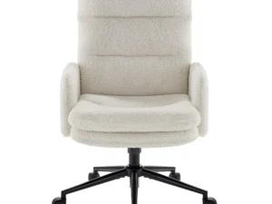 IWMH High-Back Home Office Chair,Upholstered Desk Chair with Armrests,Height Adjustable Armchair with Wheels, Swivel Office Desk Chair, Ergonomic Computer Task Chair, Leisure Armchair Cashmere(White)