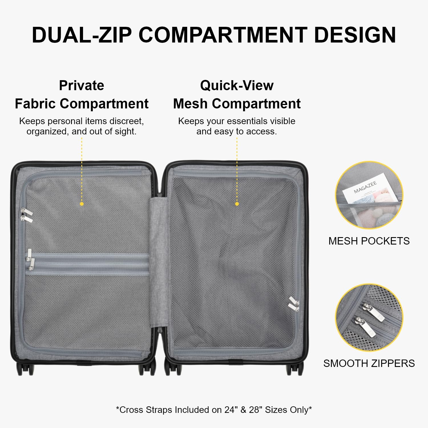 LEVEL8 Hard Shell Carry on Luggage Airline Approved, Carry-on Suitcases with Wheels, Lightweight Luminous Textured Hardside Travel Bag with Tsa Lock, 20 Inch, Black - Image 3