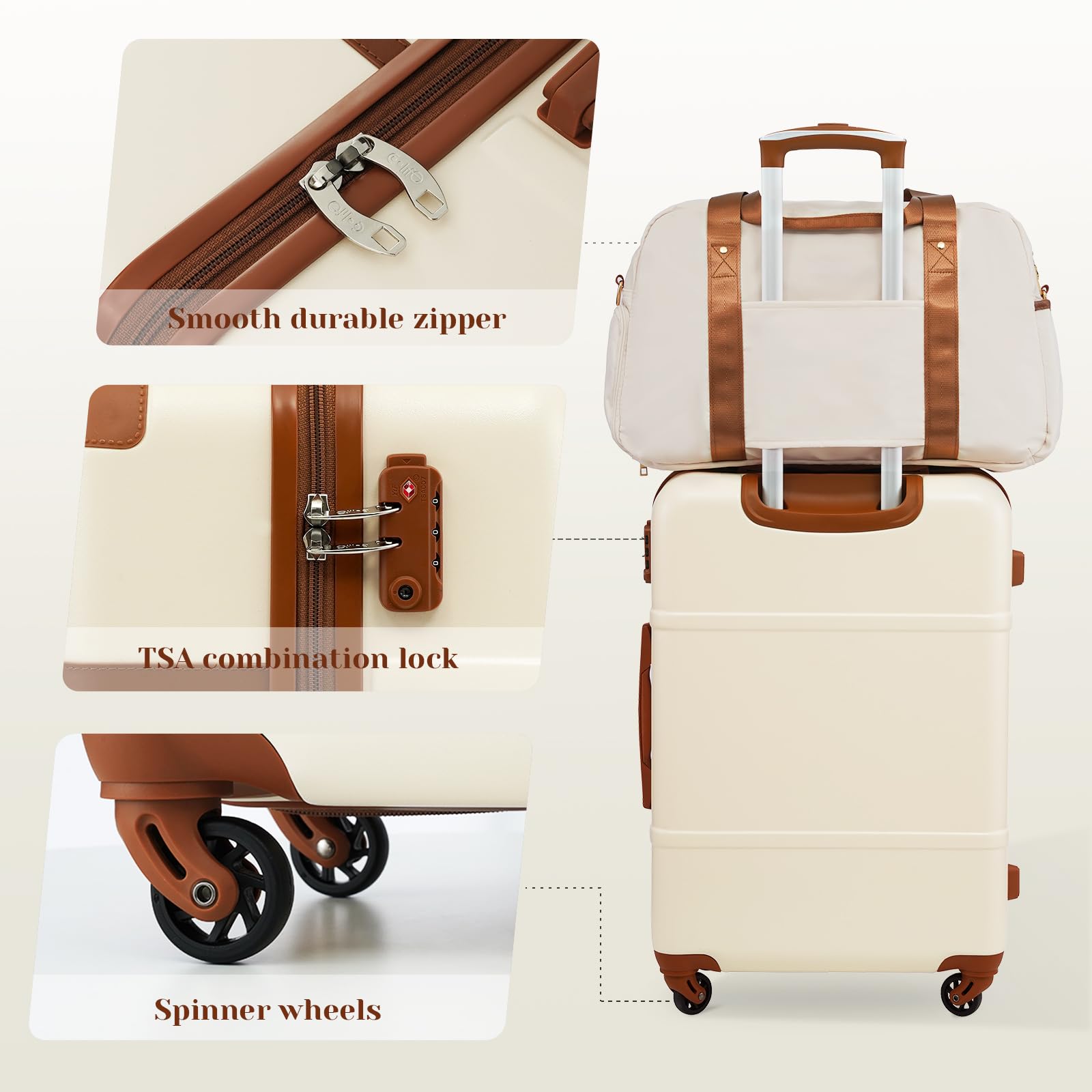 Coolife Luggage Set 3 Piece Suitcase Set Carry On Luggage PC Hardside Luggage TSA Lock Spinner Wheels Telescopic Handle - Image 6