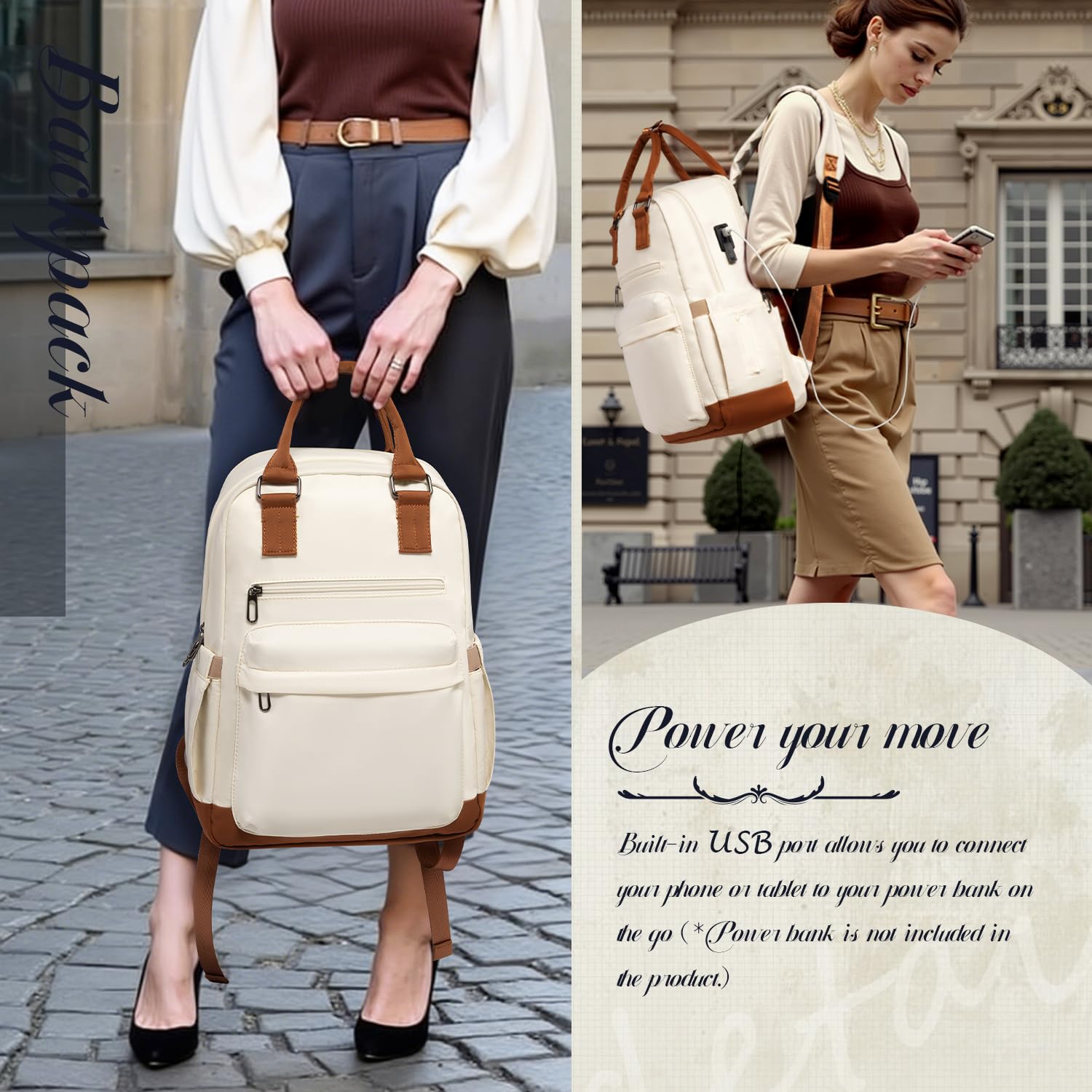 Coolife Suitcase Set 3 Piece Luggage Set Carry On Travel Luggage TSA Lock Spinner Wheels Hardshell Lightweight Luggage Set(White, 3 piece set (BP/TB/20)) - Image 3