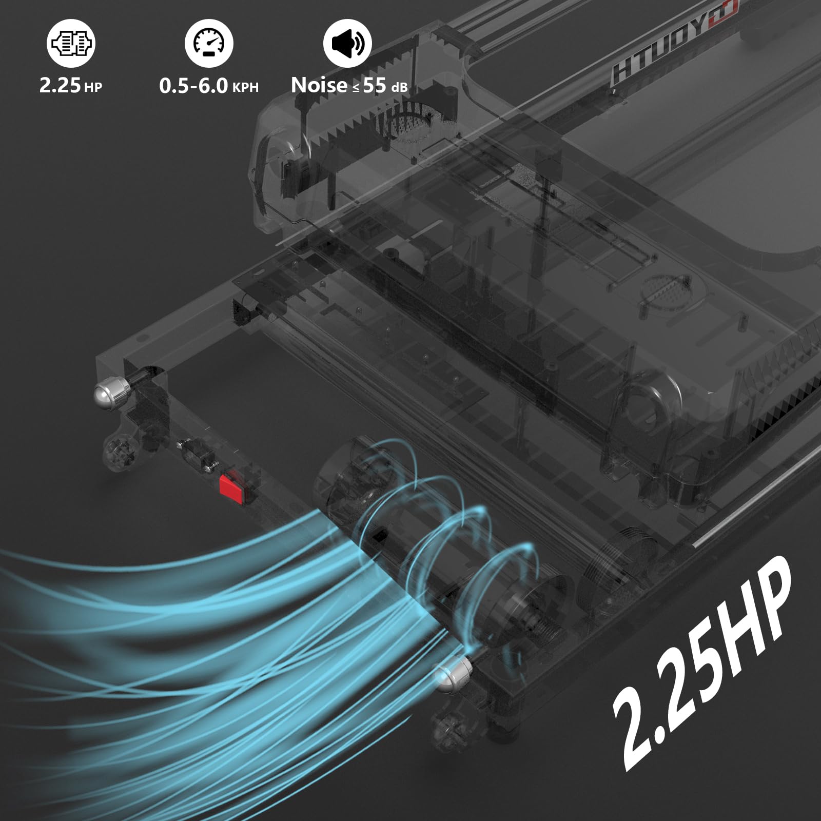 GOYOUTH 2 in 1 Under Desk Electric Treadmill Motorized Exercise Machine with Wireless Speaker, Remote Control and LED Display, Walking Jogging Machine for Home/Office Use - Image 3