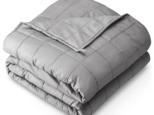 Bare Home Weighted Blanket All-Natural 100% Cotton with Nontoxic Glass Beads 60"x80" 20lbs, Light Grey