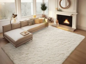 Ophanie 8x10 Area Rugs for Living Room, Upgrade Non-Slip Fluffy Soft Large Shag Bedroom Carpet, Ivory Big Indoor Thick Nursery Rug, Carpets for Boy and Girls Room Dorm Home Decor Aesthetic