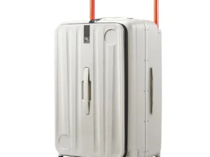 Hanke Multifunctional 26 Inch Checked Luggage Hard Shell Suitcases with Wheels Travel Trunk Style Luggage Large Rolling Suitcase for Women Men(Ivory White)