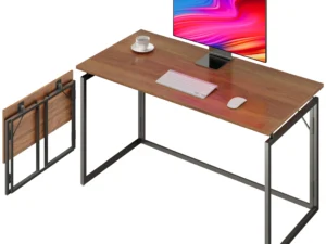 alawooder Folding Desk - 31.5" Wood Top Foldable Desk for Small Spaces | No Assembly Required Compact Desk for Home Office, Writing, and Study