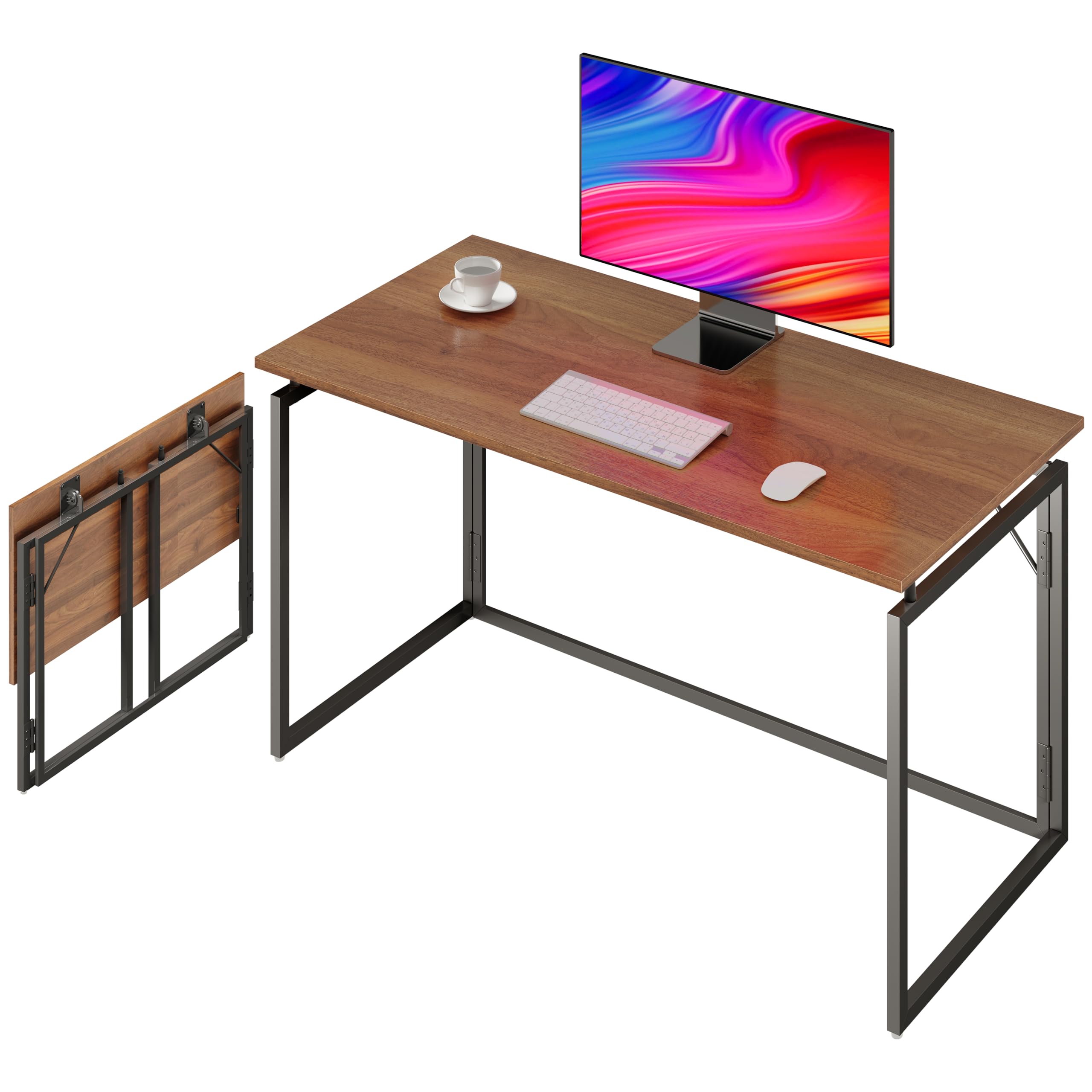 alawooder Folding Desk - 31.5" Wood Top Foldable Desk for Small Spaces | No Assembly Required Compact Desk for Home Office, Writing, and Study