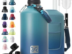 DYSANKY 1 Gallon Insulated Water Bottle | Upgraded Thickened Stainless Steel Metal Portable Sports Large Water Jug for Gym and Hiking with Carrier Bag, Handle Strap | BPA-Free 128 oz
