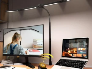 SANDROY VOLT Adjustable LED Desk Lamp – Stepless Dimming & Color Temp Remote Control, Eye-Caring 4 Large Light Souce, Flexible Neck, Clamp, 5 Lighting Modes for Reading, Computer, DIY (Black)