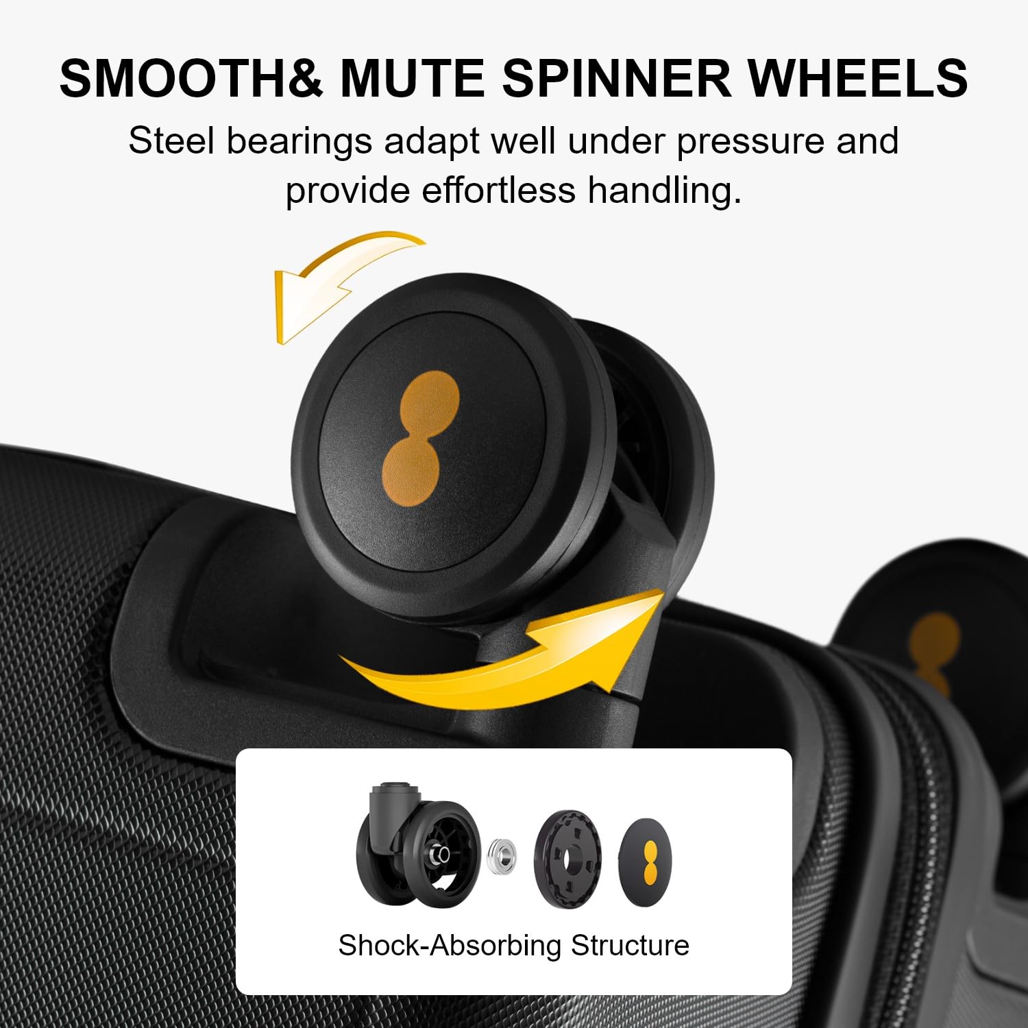 LEVEL8 Hard Shell Carry on Luggage Airline Approved, Carry-on Suitcases with Wheels, Lightweight Luminous Textured Hardside Travel Bag with Tsa Lock, 20 Inch, Black - Image 8