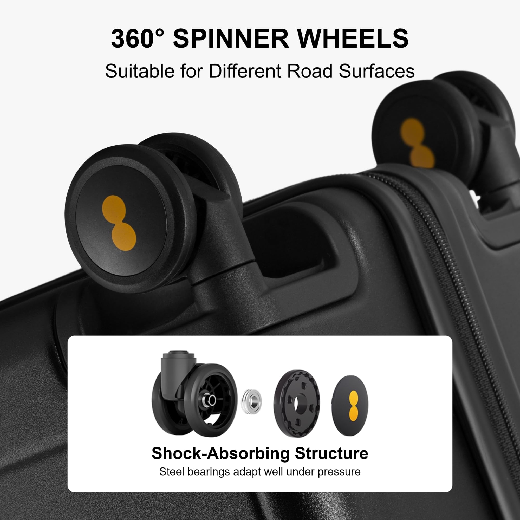 LEVEL8 Elegance Matte Luggage Set, 20 Inch Carry-on Luggage, 28“ Large Suitcase Lightweight Hardside Suitcases with Wheels,Tsa Lock,2-Piece Set(20/28), Black - Image 4