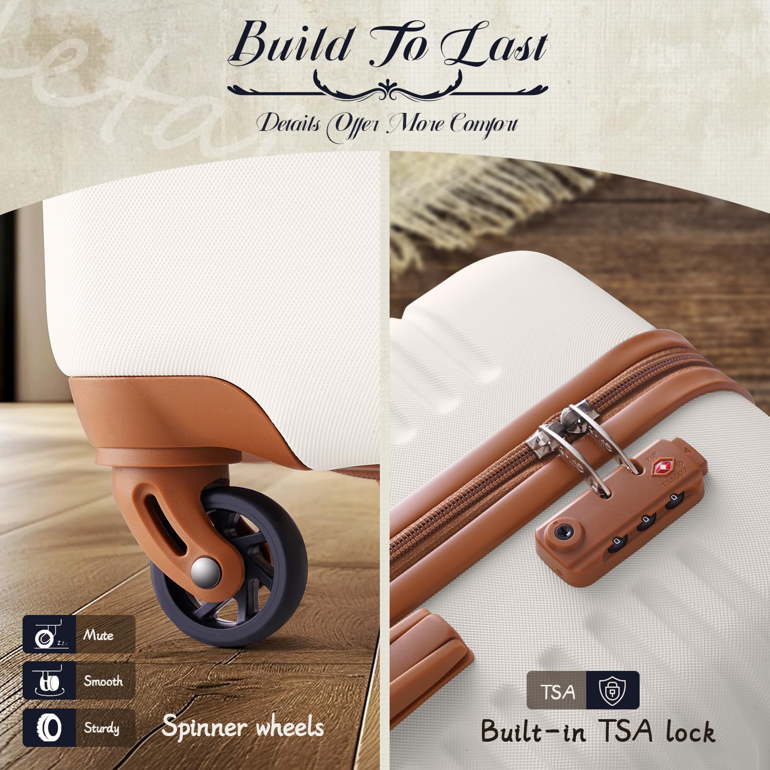 Coolife Suitcase Set 3 Piece Luggage Set Carry On Travel Luggage TSA Lock Spinner Wheels Hardshell Lightweight Luggage Set(White, 3 piece set (BP/TB/20)) - Image 5