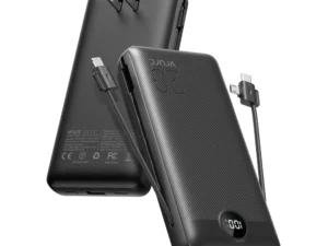 VRURC Portable Charger 20000mAh, Fast Charging Power Bank USB C,4 Output 2 Input Travel Essentials Charging Bank Equipped with LED Display,Built-in Wall Plug and Cables,Phone Charger Battery,Black