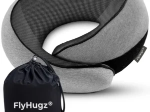 FlyHugz® Neck Travel Pillow | Memory Foam Neck Pillow for Comfort on Airplane | Compact and Ergonomic Design for Travel, Car Rides, and Home Use | Ideal for Adults and Kids