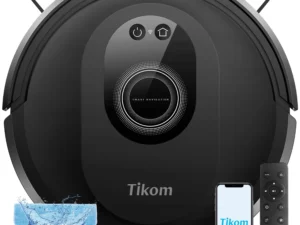 Tikom Robot Vacuum and Mop Combo, 5000Pa Robotic Vacuum Cleaner, 150 Min Max, App & Remote Control, Ideal for Hard Floor, Carpet, Pet Hair, Self-Charge(G8000 Max)