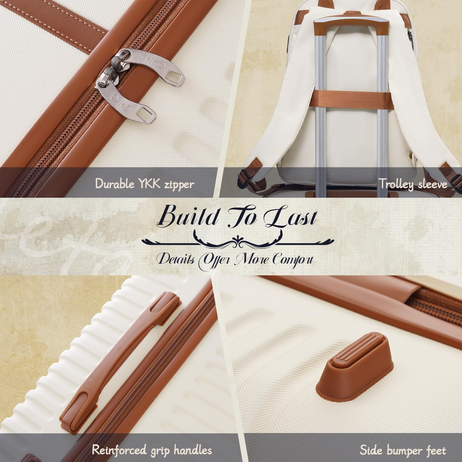 Coolife Suitcase Set 3 Piece Luggage Set Carry On Travel Luggage TSA Lock Spinner Wheels Hardshell Lightweight Luggage Set(White, 3 piece set (BP/TB/20)) - Image 4