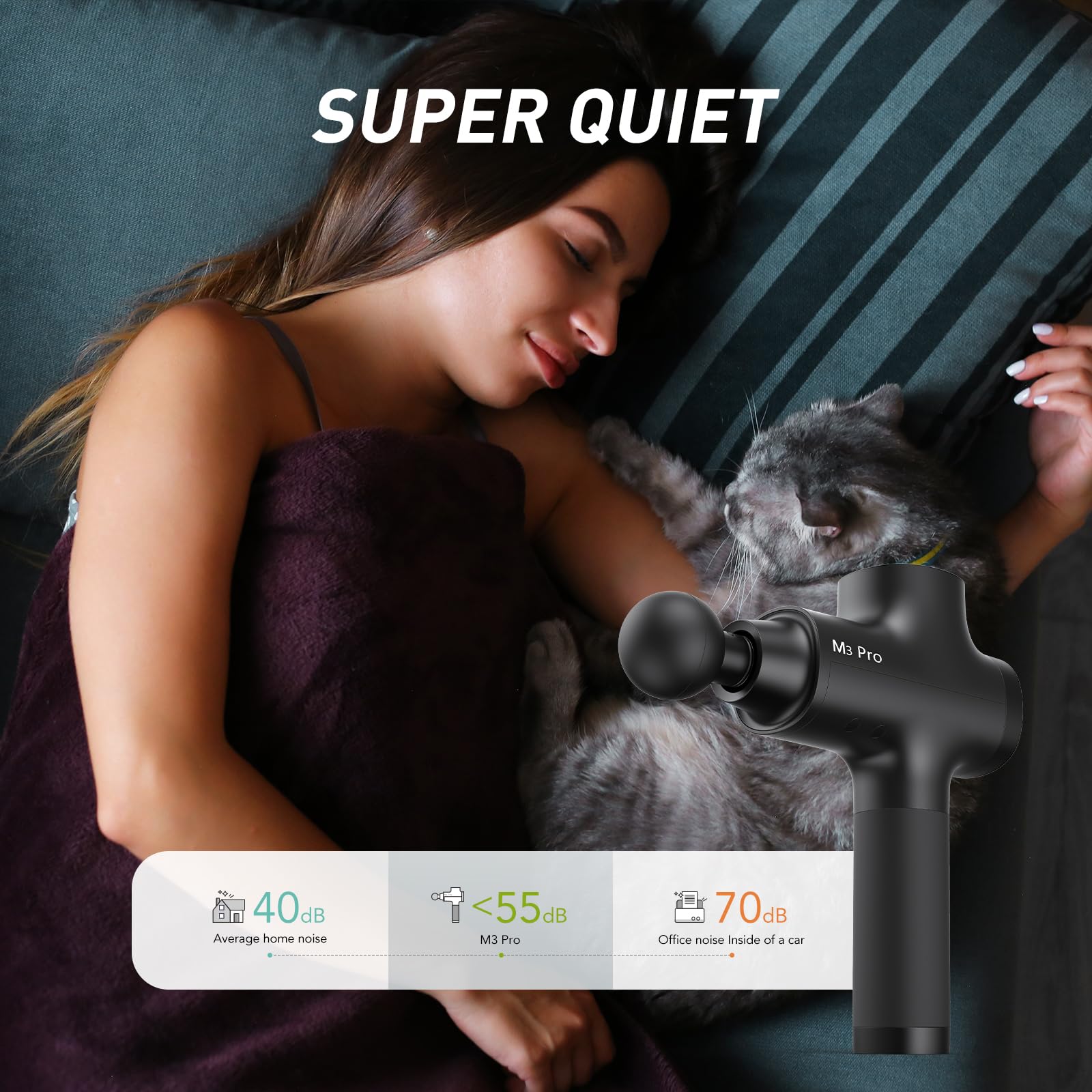 Opove M3 Pro 2 Massage Gun Deep Tissue Percussion Muscle Massager for Workout, Handheld Percussive Therapy Fascia Gun for Athletes Fast Recovery 4-8 Hours Long Battery Life, Powerful, Quiet, Black - Image 4