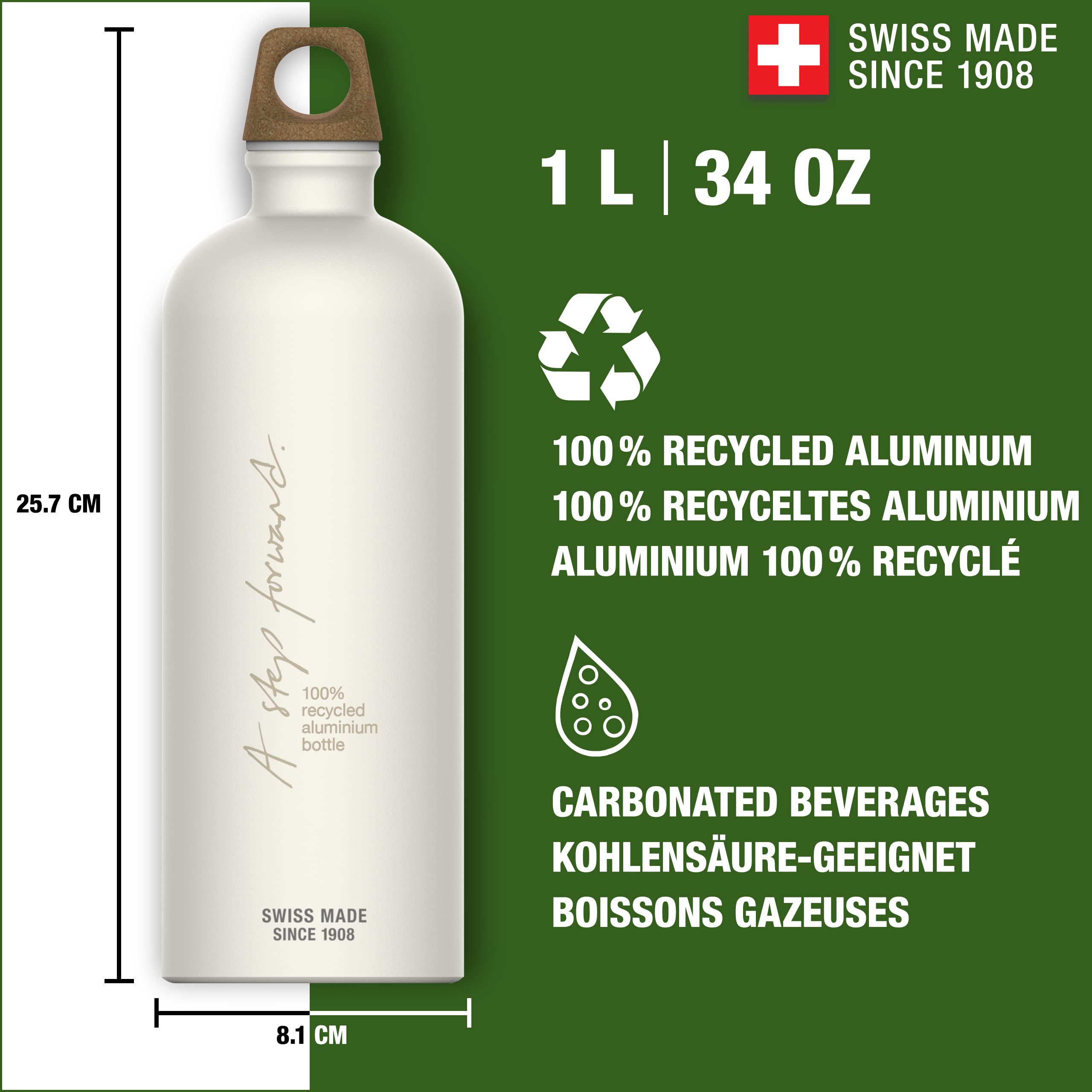 Sigg - Recycled Metal Water Bottle - Traveller MyPlanet - Made in Switzerland - Carbonated Drinks - BPA-Free - 34 Oz - Image 6
