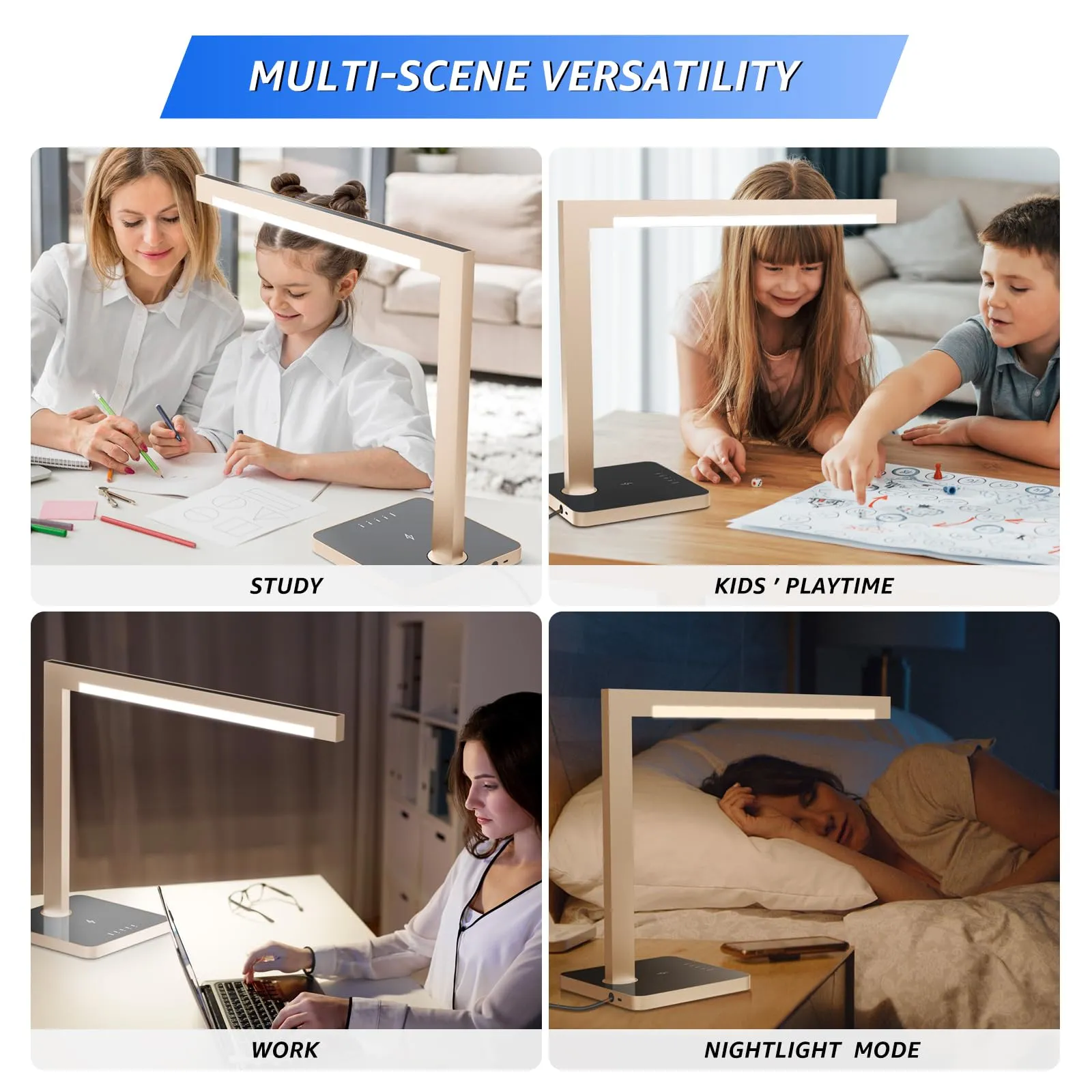 Hengsense Aluminum LED Desk Lamp with Charging Station, Large 15W Table Lamp with Type-C Ports & 4 Color Temperature Modes(3000K-6000K), Dimmable Desk Light for Home Office,Bedroom (Includes Adapter) - Image 3