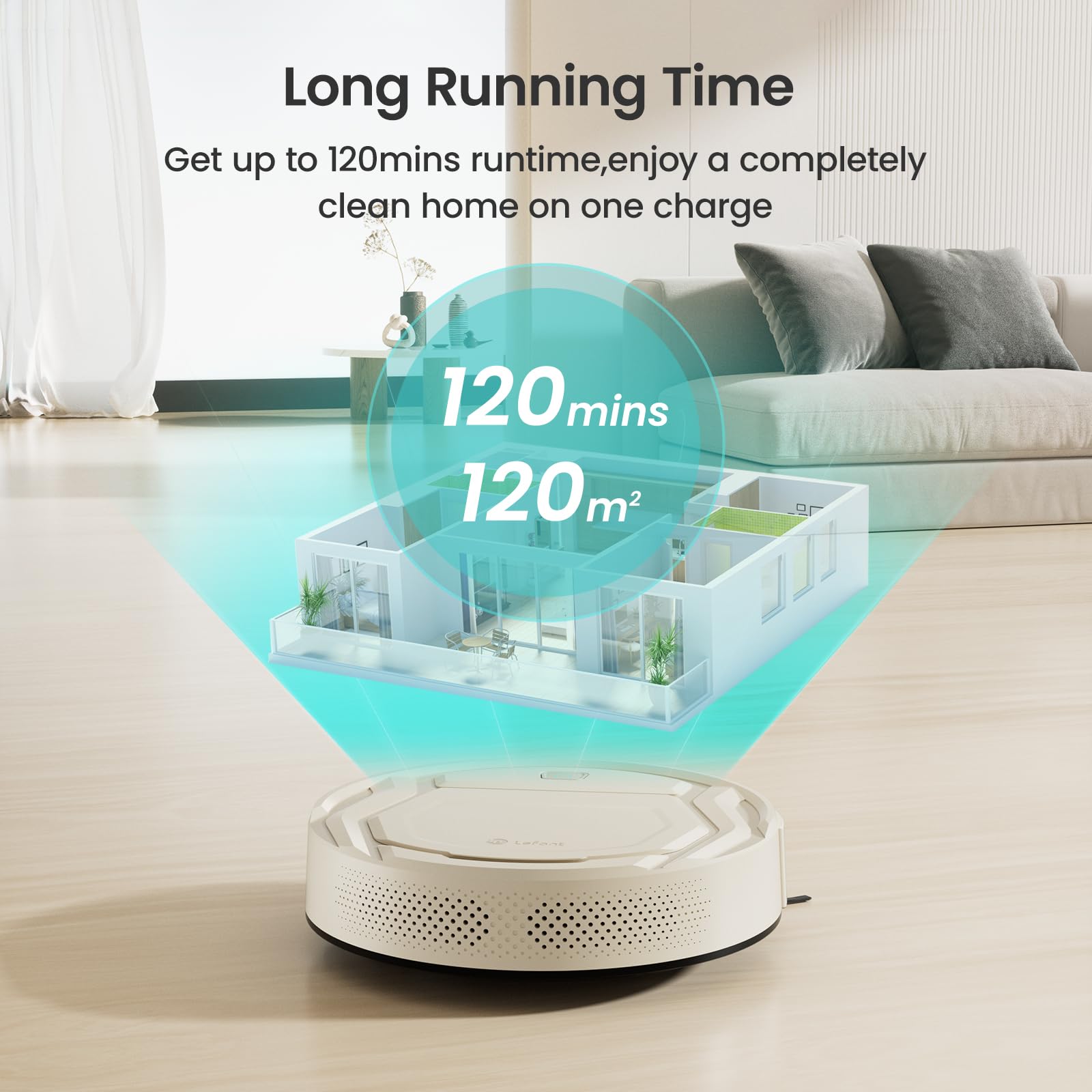 Lefant Robot Vacuum, Slim Quiet, 3 Adjustable Strong Suction Levels, Robot Vacuum Cleaner Ideal for Pet Hair Hard Floor and Daily Cleaning, WiFi/App/Alexa/iWatch Control, M210 Pro - Image 2