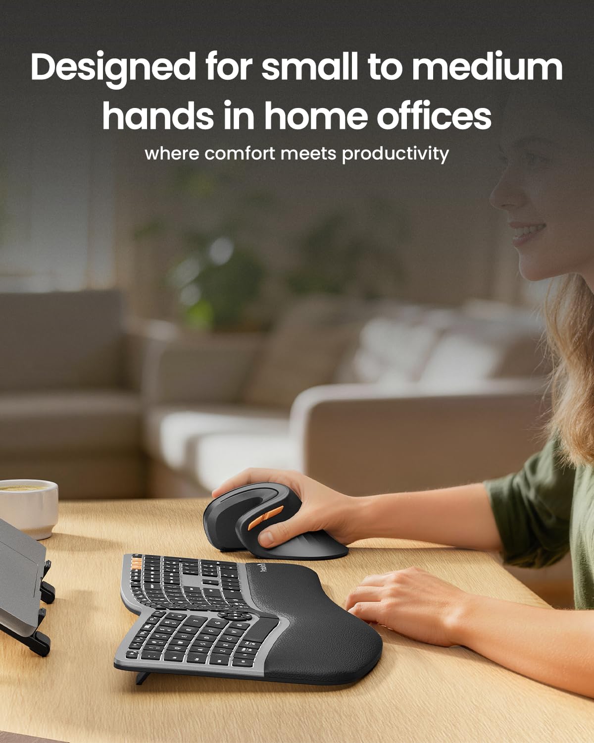 ProtoArc Ergonomic Mouse, EM11 NL Bluetooth Rechargeable Wireless Vertical Mouse, 3 Multi-Device Connectivity for Computer/PC/Laptop, 2.4GHz USB-A Optical Mice for Windows, Mac OS, Black - Image 2