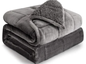 Cottonblue Weighted Blanket 15 lbs Queen Size 60x80 inches, Flannel Shaggy Sherpa Weighted Blanket for Adults Comfortable Weighted Blankets for Calming and Relax, Bed Sofa Heavy Blankets, Grey