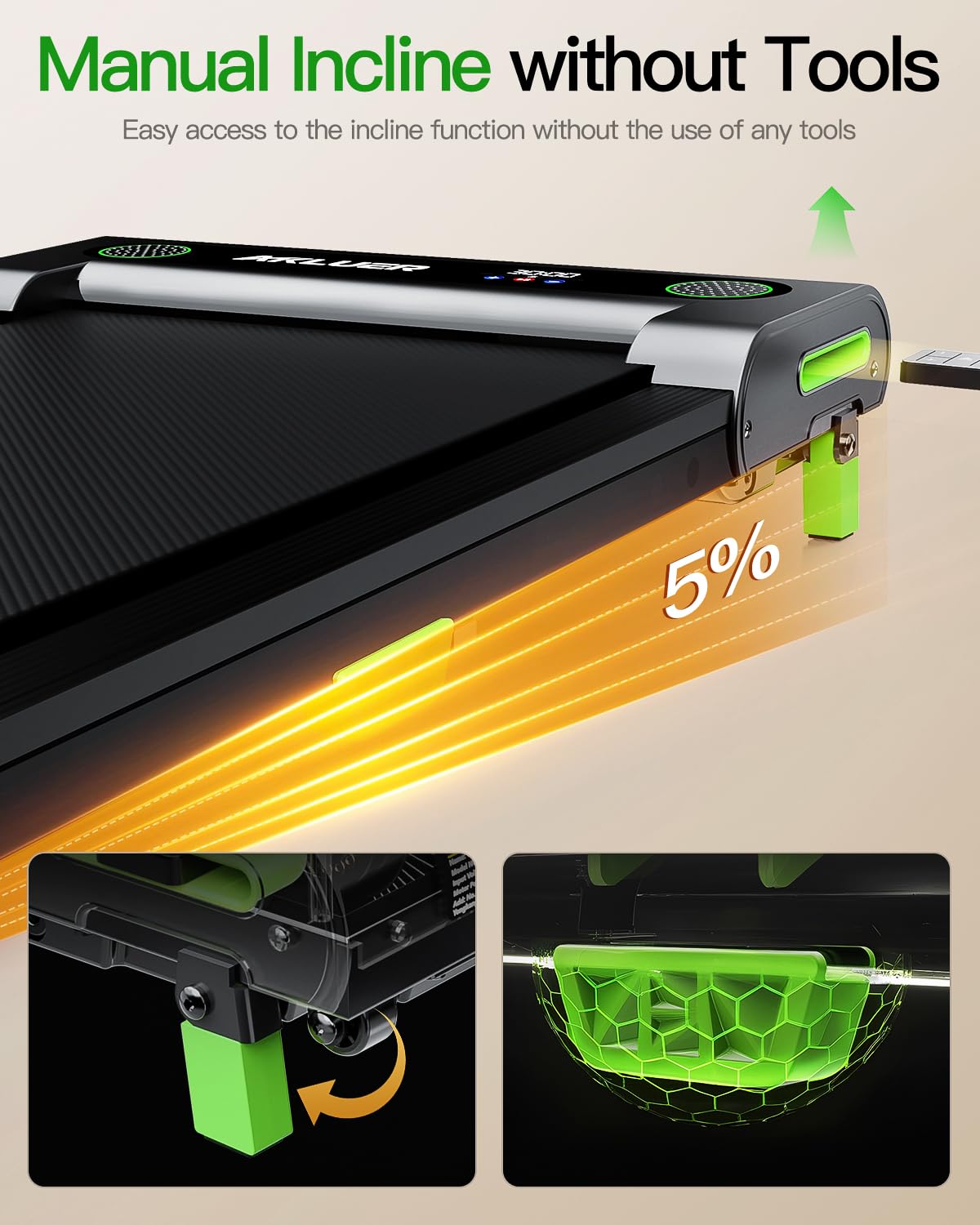 AKLUER Walking Pad with Incline, Walking Treadmills for Home, 2.5 HP Under Desk Treadmill Small with Remote Control, Walking Pad Small Treadmill with LED Display - Image 7