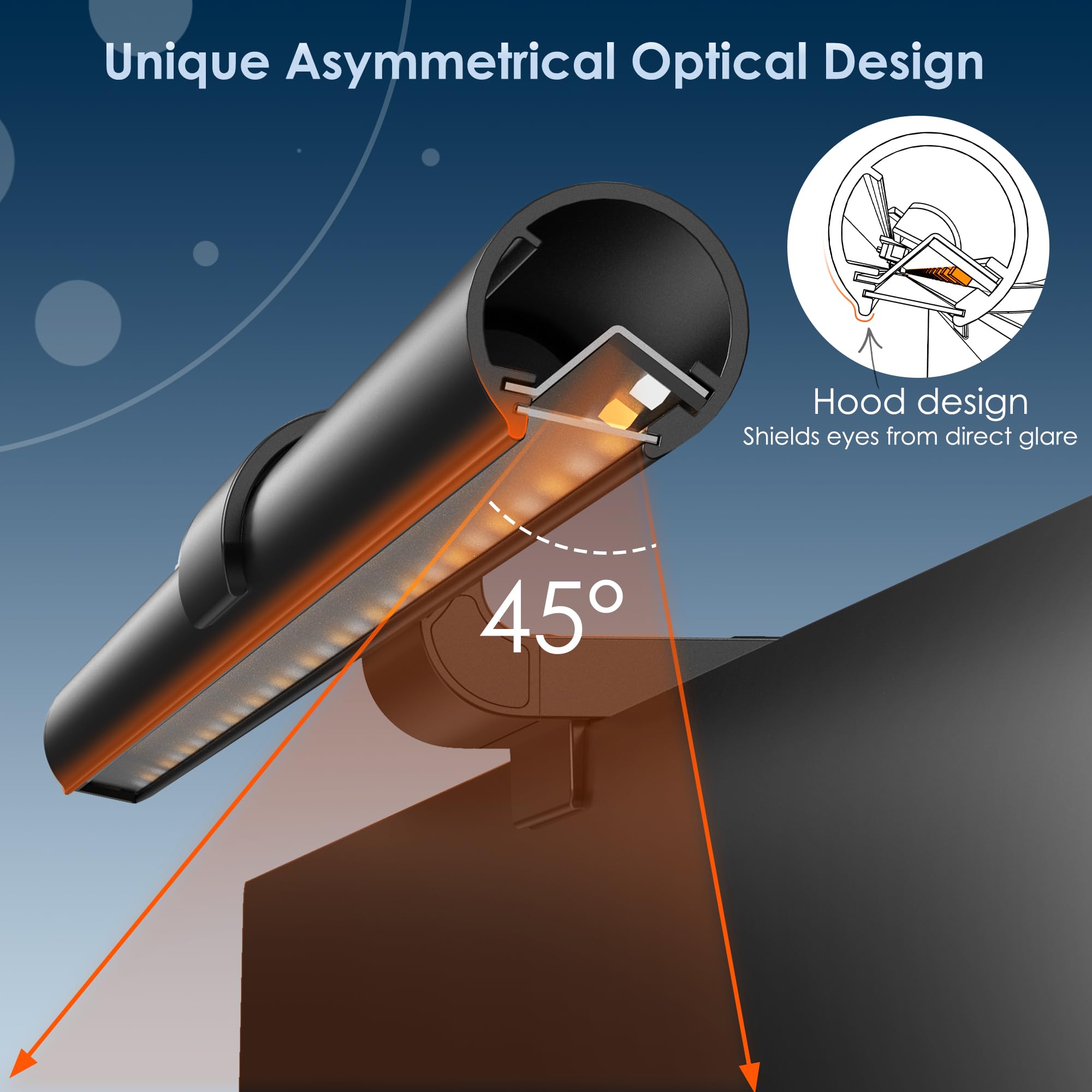 Quntis Monitor Light Bar with Remote, 20.1'' Dual Light Screen Light Bar, Sliding Weighted Clip Fit for All Screens, Adjustable Stepless Dimming, Eye Caring No Glare Gaming Work Desk Lamp, Gray - Image 2