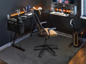 QQpony 63"x51" Office Chair Mat for Hardwood Floor, Flannel Fabric Desk Rug for Hard Surface, Protector Floor Mat for Home Office (Grey)