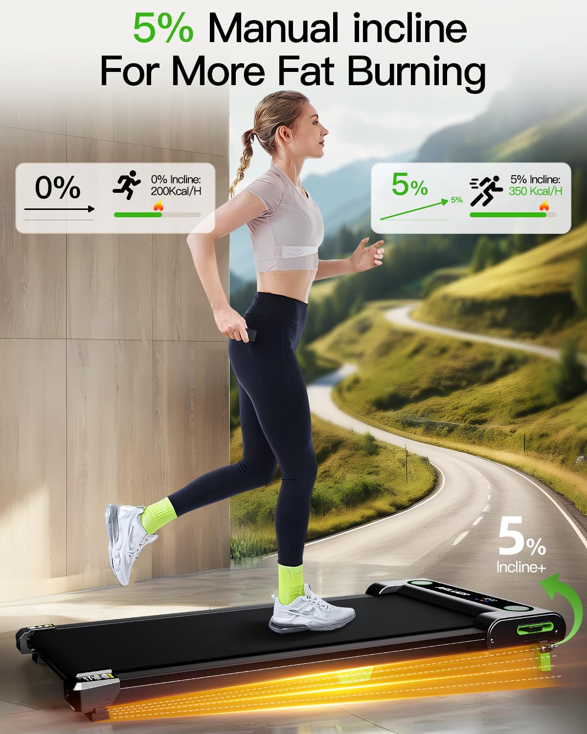 AKLUER Walking Pad with Incline, Walking Treadmills for Home, 2.5 HP Under Desk Treadmill Small with Remote Control, Walking Pad Small Treadmill with LED Display - Image 8