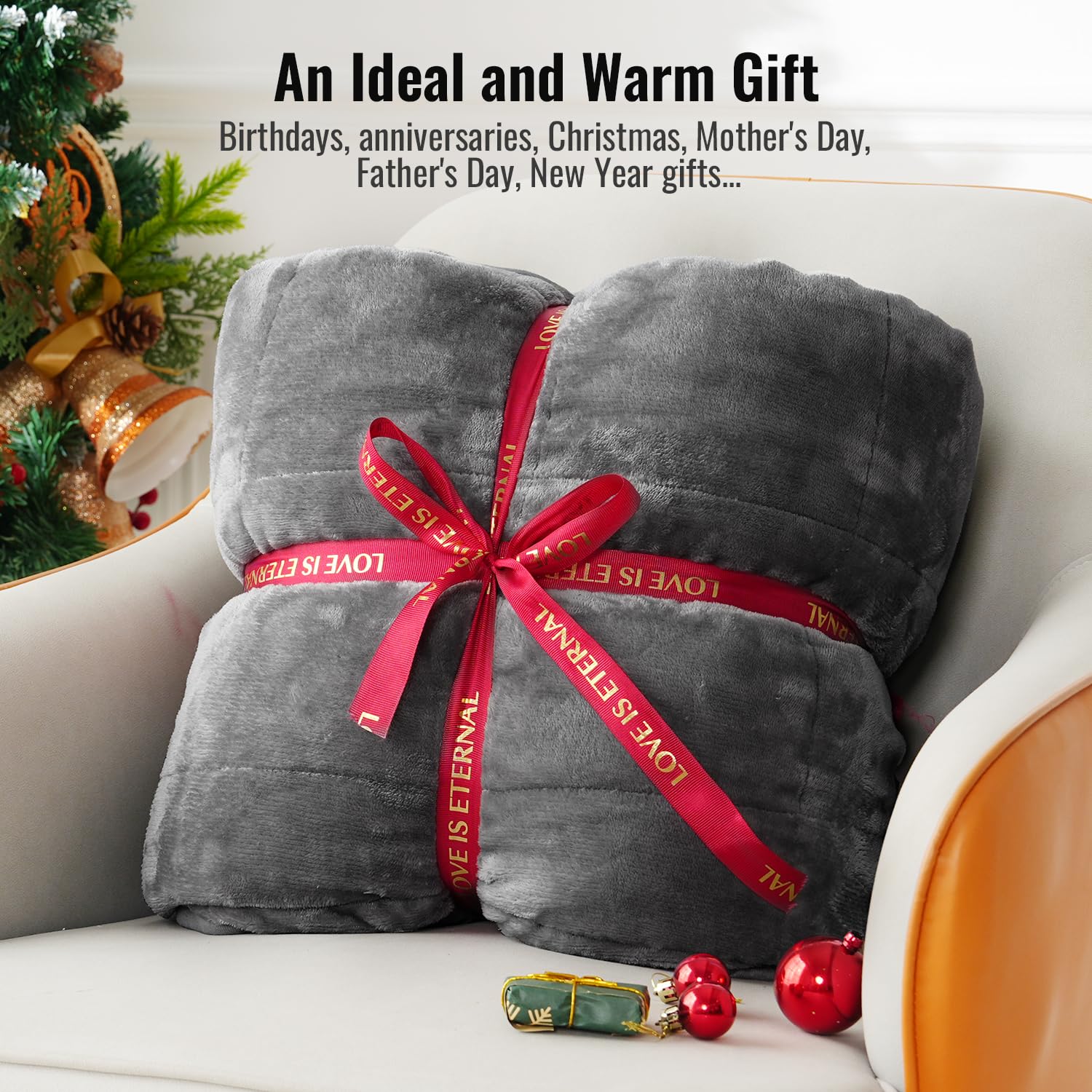 Weighted Blanket Queen Size 15lbs 60x80 Sherpa Fleece Heavy Throw Grey - Image 5