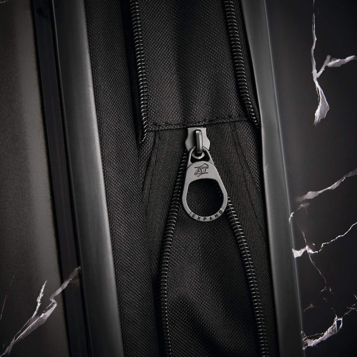 American Tourister Moonlight Hardside Expandable Luggage with Spinner Wheels, Black Marble, 3-Piece Set (21/24/28) - Image 4