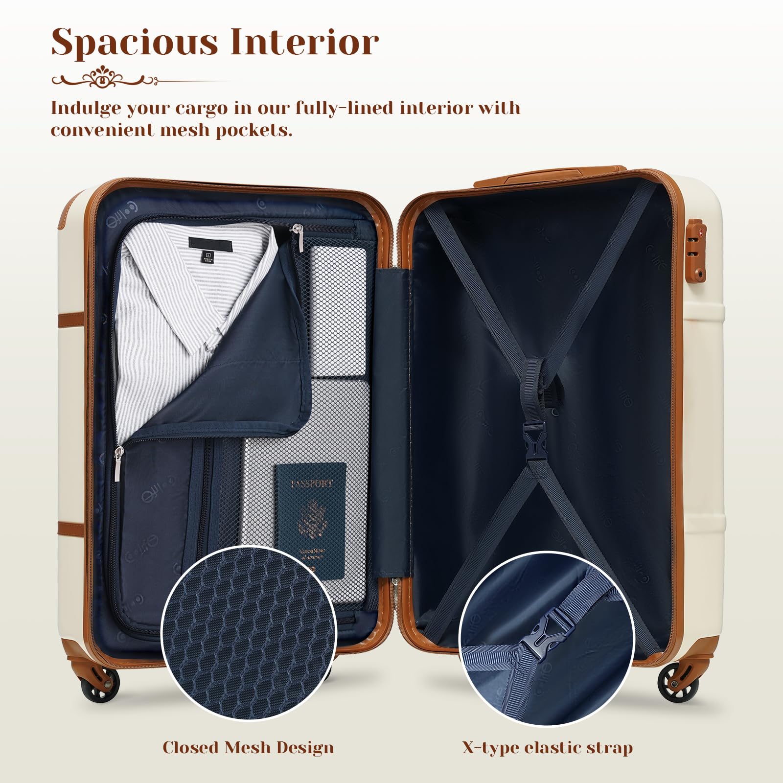 Coolife Luggage Set 3 Piece Suitcase Set Carry On Luggage PC Hardside Luggage TSA Lock Spinner Wheels Telescopic Handle - Image 5