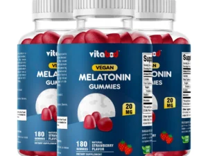 Vitabod Melatonin 20mg Gummies - 180 Count - Drug Free - Natural Strawberry Flavor - Vegetarian, Non-GMO, Gluten Free (3 Bottles)