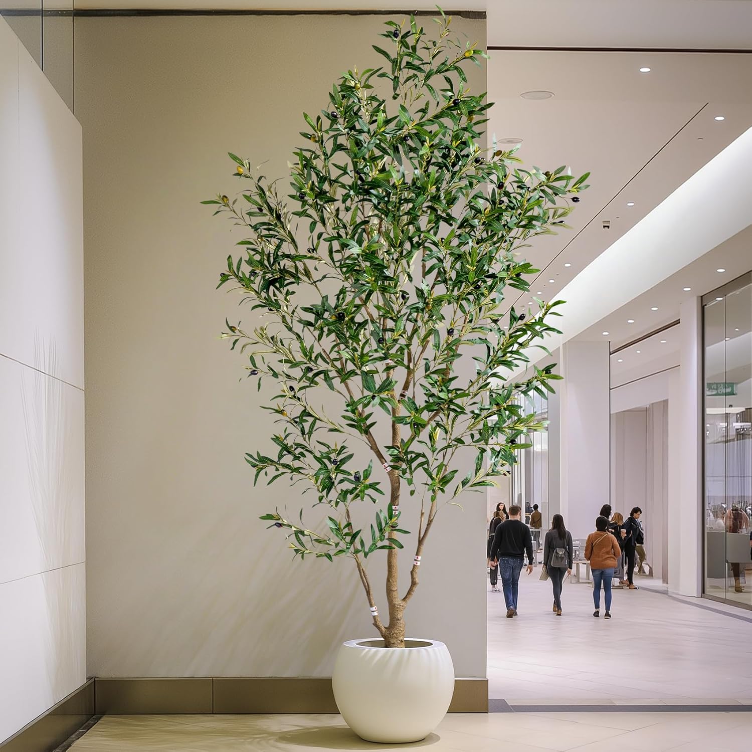 Elegant 7ft Artificial Olive Tree Indoor Outdoor with White Pot and Moss - Image 2