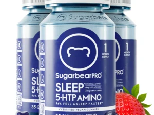 Sugarbear Sleep Gummy 3 Month Supply, Extra Strength Melatonin 6mg, for Men & Women, Vegan Vitamin B6, L-Theanine, 5 HTP, Valerian, Sleep Aid for Adults & Teens, Certified Kosher, Halal, Cruelty-Free