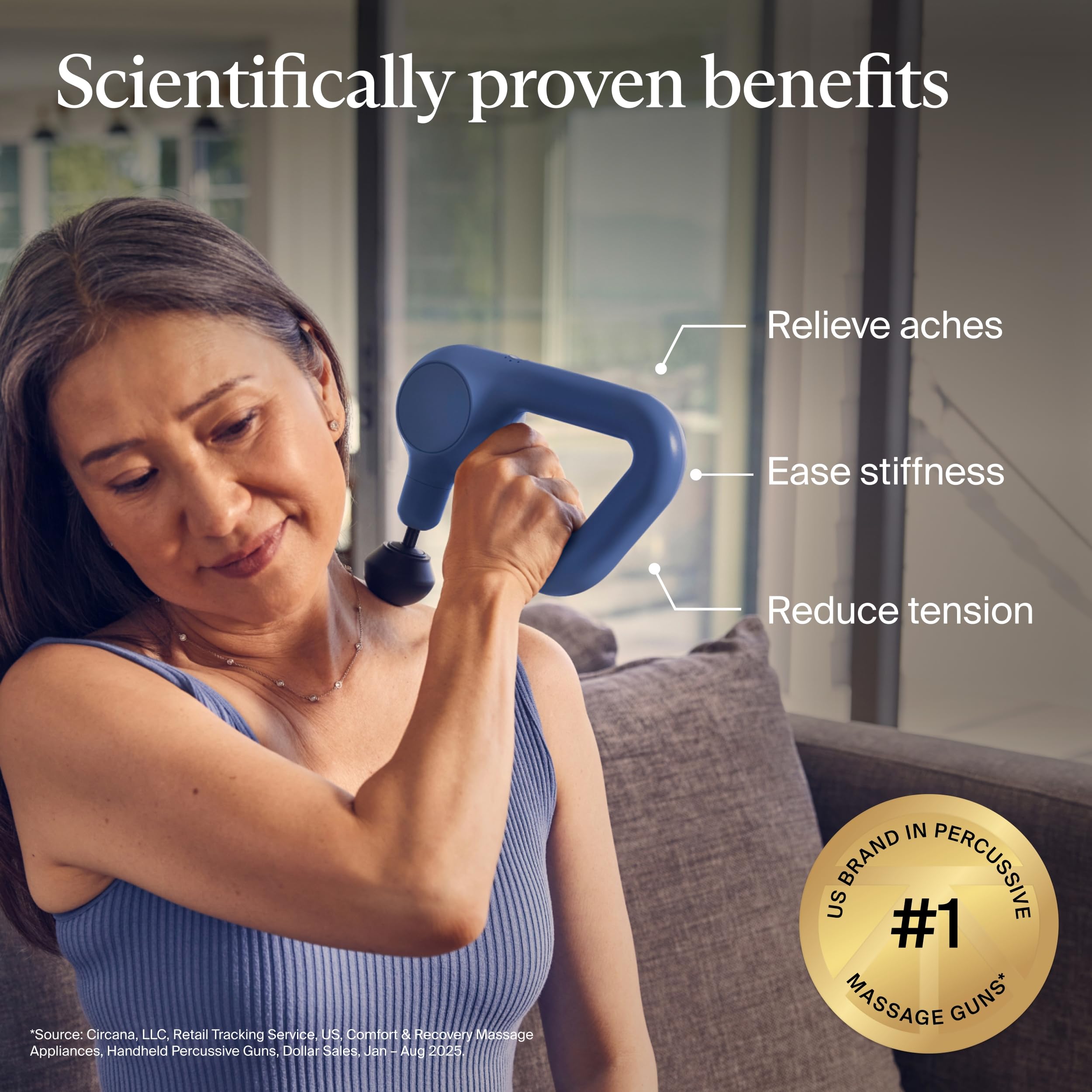 TheraGun Therabody Relief Handheld Percussion Massage Gun - Easy-to-Use, Comfortable & Light Personal Massager for Every Day Pain Relief Massage Therapy in Neck, Back, Leg, Shoulder and Body (Navy) - Image 10