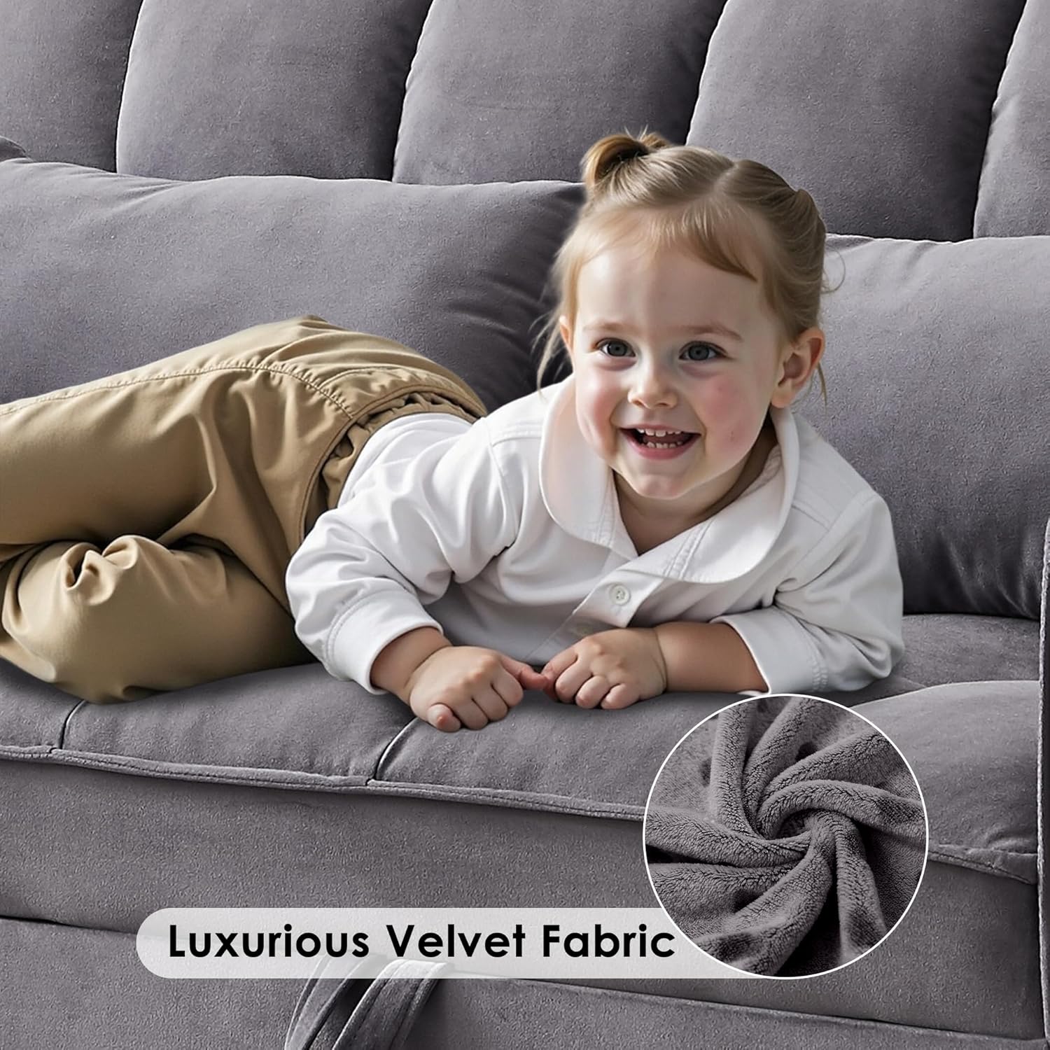 55 Inch Velvet Convertible Sleeper Sofa Bed with Adjustable Backrest & Storage - Image 5