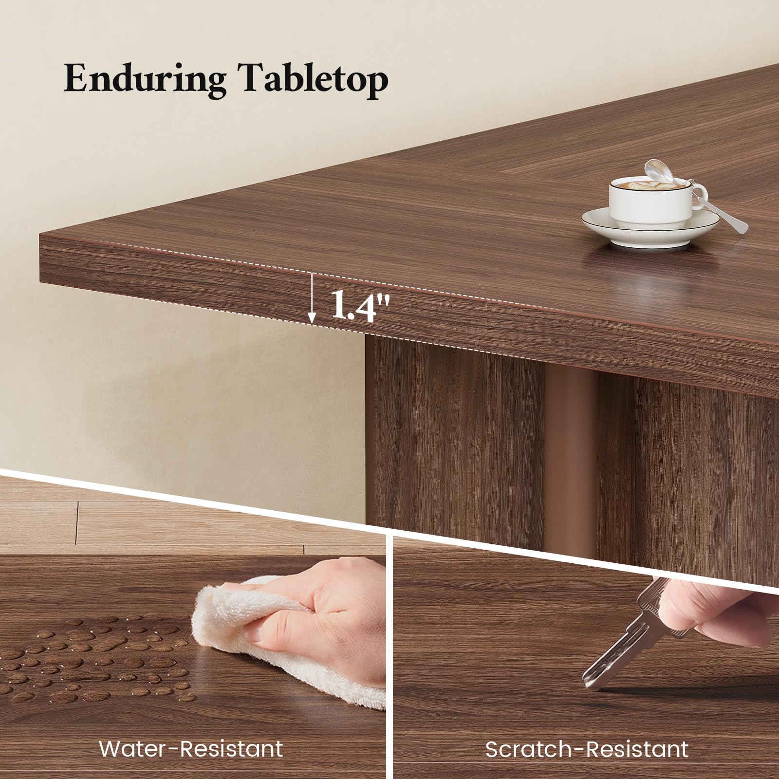 ANGRYWIN 63 Inch Executive Desk with Power Outlet, Modern Computer Office Desks, Large Laptop Desk Writing Table Workstation Business Furniture for Home Office, Brown - Image 4