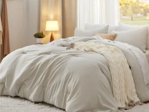 Bedsure King Comforter Set, Beige Soft Prewashed Bedding for All Seasons, 3 Pieces GentleSoft™ Bed Set, 1 Lightweight Comforter (104"x90") and 2 Pillowcases (20"x36")