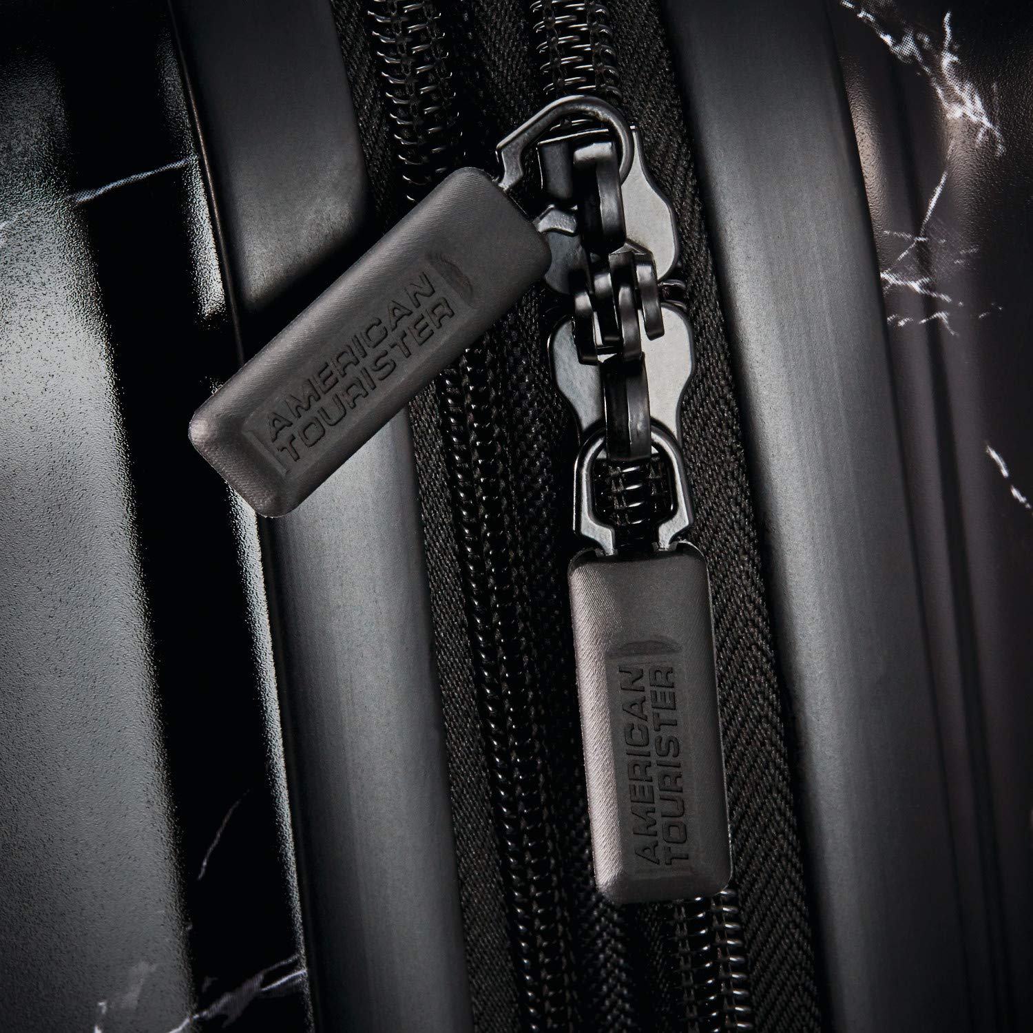 American Tourister Moonlight Hardside Expandable Luggage with Spinner Wheels, Black Marble, 3-Piece Set (21/24/28) - Image 3