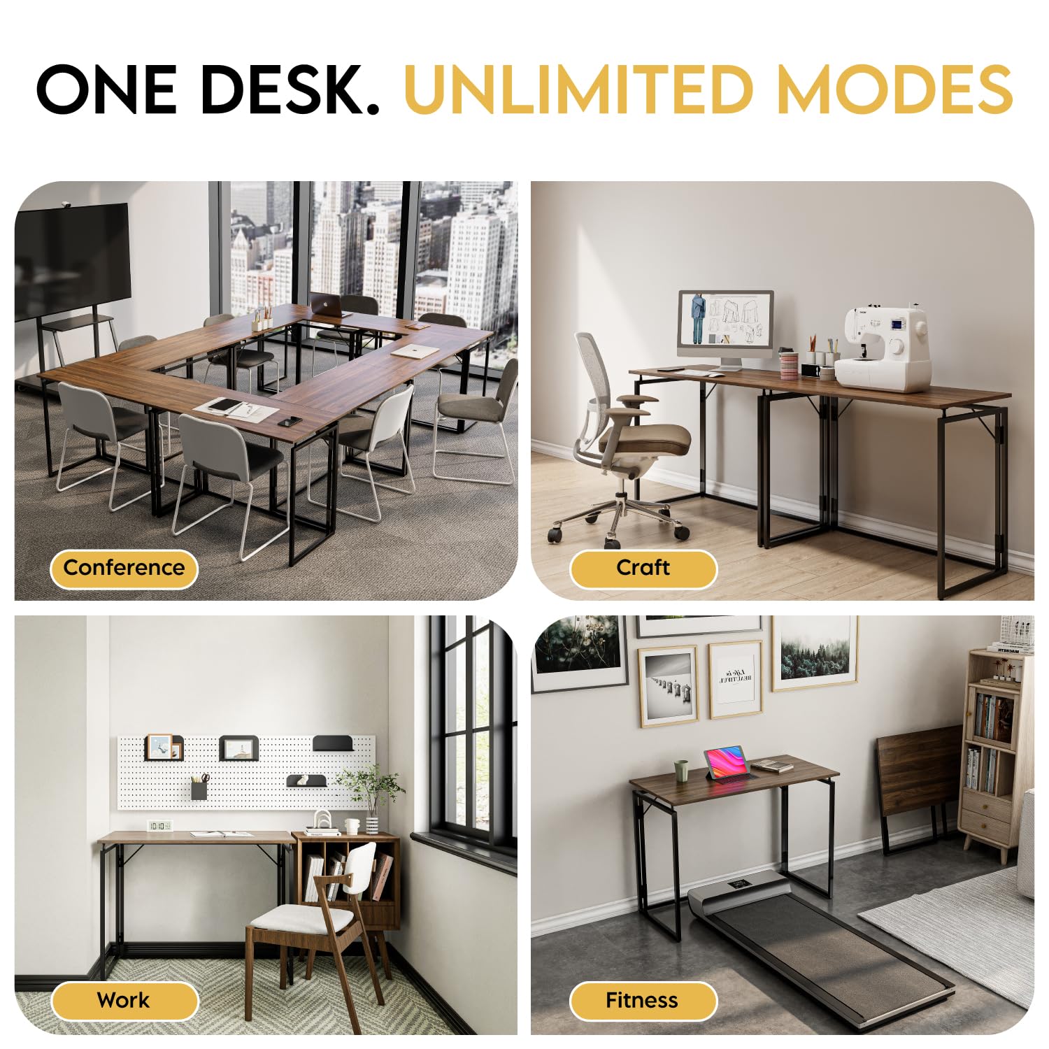 alawooder Folding Desk - 31.5" Wood Top Foldable Desk for Small Spaces | No Assembly Required Compact Desk for Home Office, Writing, and Study - Image 3