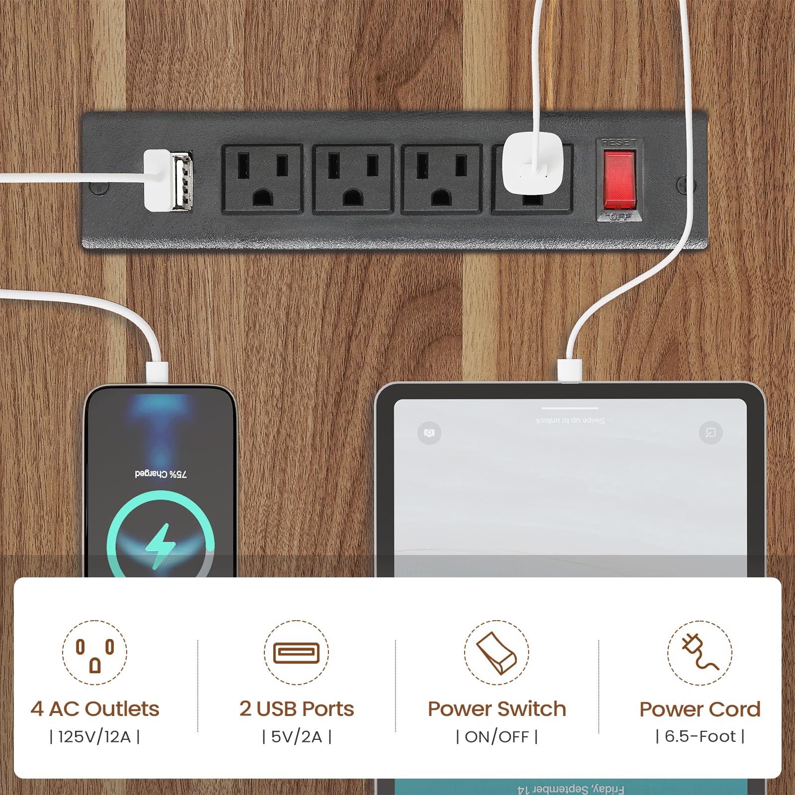 Itaar 70.9" Executive Desk, Large Computer Desk with Drawers and Lateral File Cabinet, Office Desk with Removable Shelves, Business Furniture Desk Workstation for Home Office, Walnut - Image 4