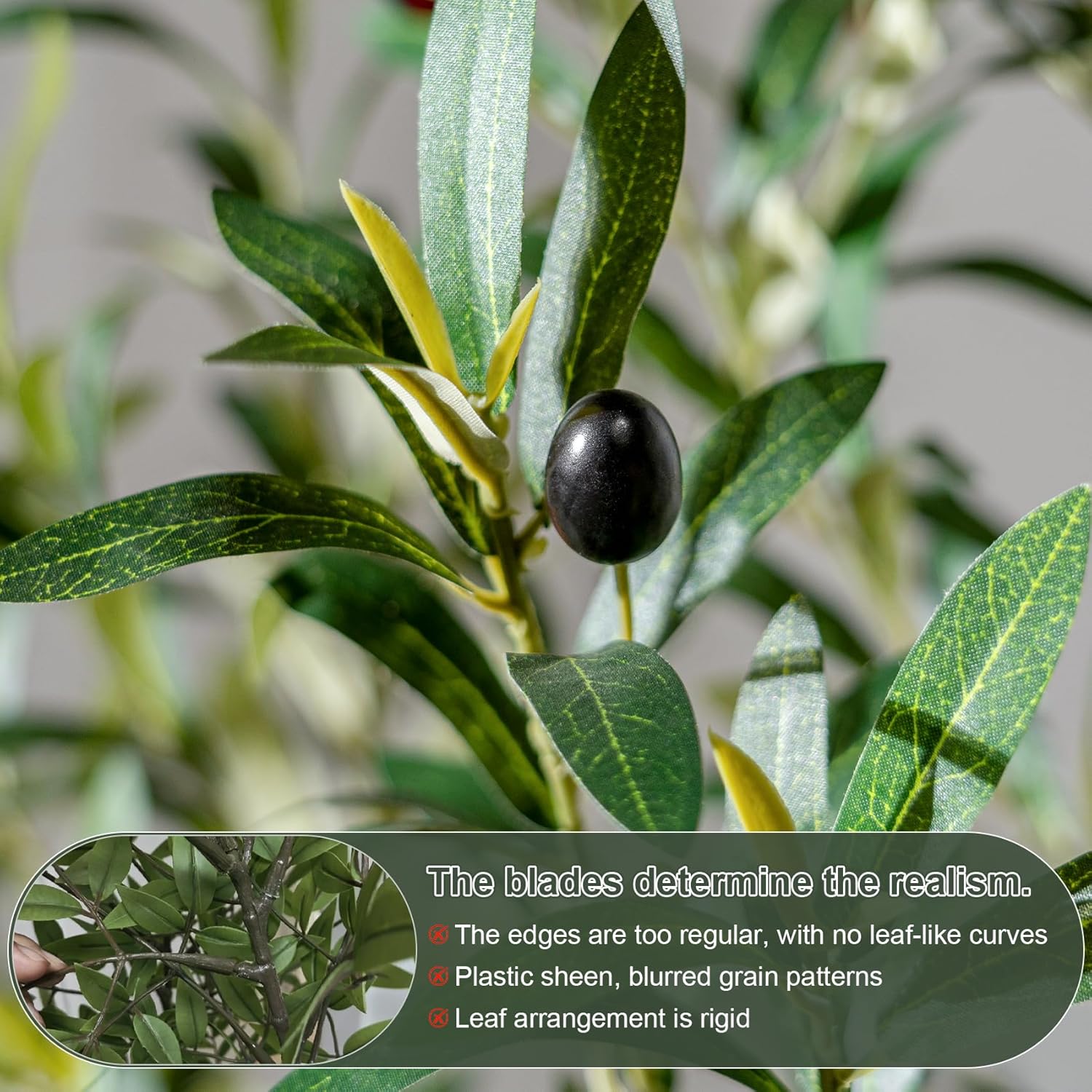 Elegant 7ft Artificial Olive Tree Indoor Outdoor with White Pot and Moss - Image 8