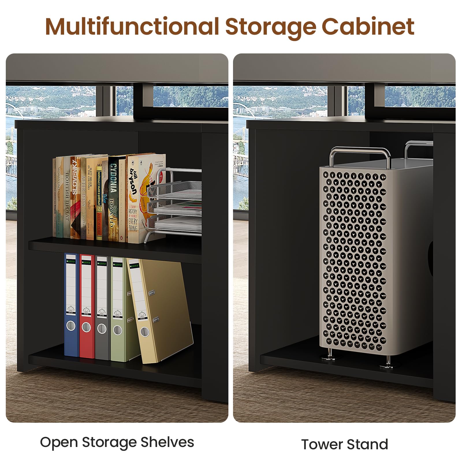 Itaar 70.9" Executive Desk, Large Computer Desk with Drawers and Lateral File Cabinet, Office Desk with Removable Shelves, Business Furniture Desk Workstation for Home Office, Walnut - Image 5