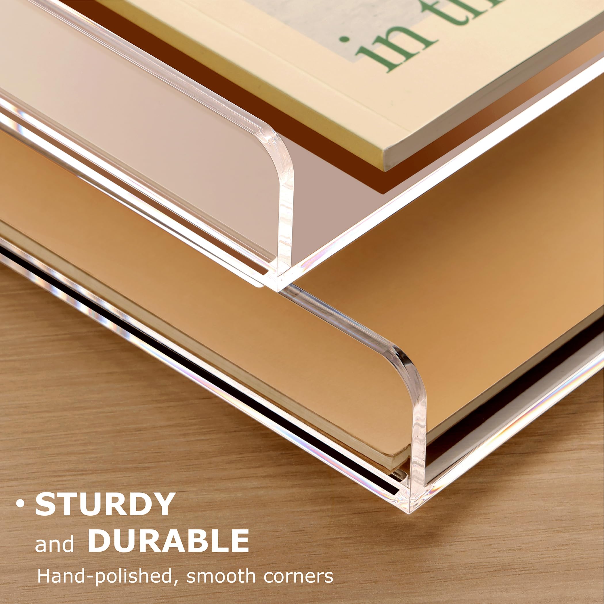 SANRUI 4 Tier Clear Desk Paper Letter Organizer Trays, A4 Stackable File Document Tray, Acrylic Desk Organizers and Accessories Sorter, Workspace Office Supplies Organizers,12.4inx8.86inx6.64in - Image 5