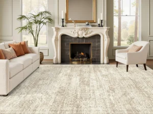 Soalmost Washable Area Rug 8x10, Large Soft Rugs for Living Room Vintage Beige Carpet 8x10 Area Rugs for Bedroom Dining Room Non-Slip Stain Resistant Under Table Rug