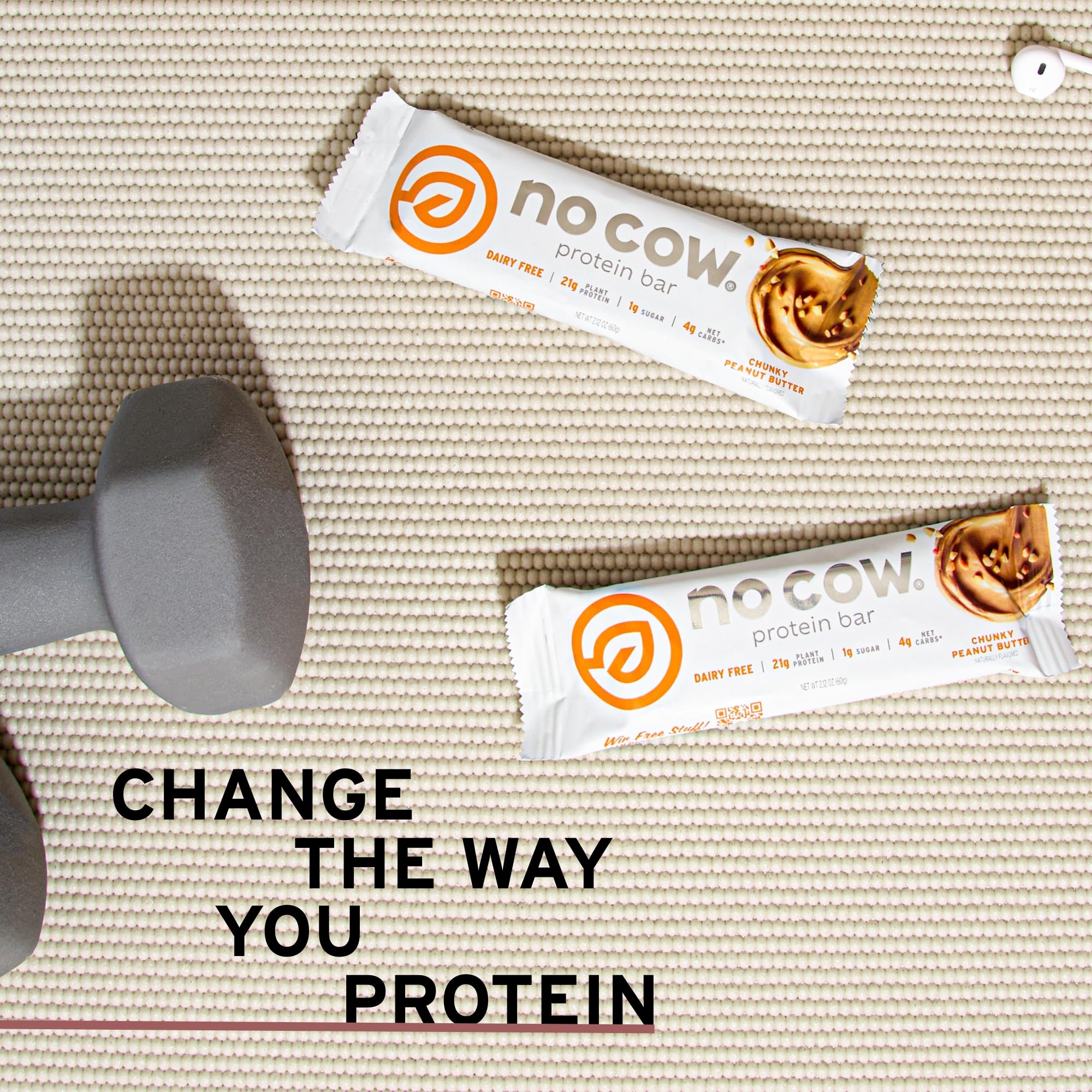 No Cow Vegan Protein Bars, Upgraded Chunky Peanut Butter | 20g Plant Based Protein, Gluten Free, Dairy Free, Soy Free, Keto Friendly, Low Sugar, High Fiber Snack Bars | Pack of 12 - Image 2